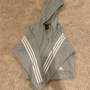 Adidas grey cropped zip up 🤍